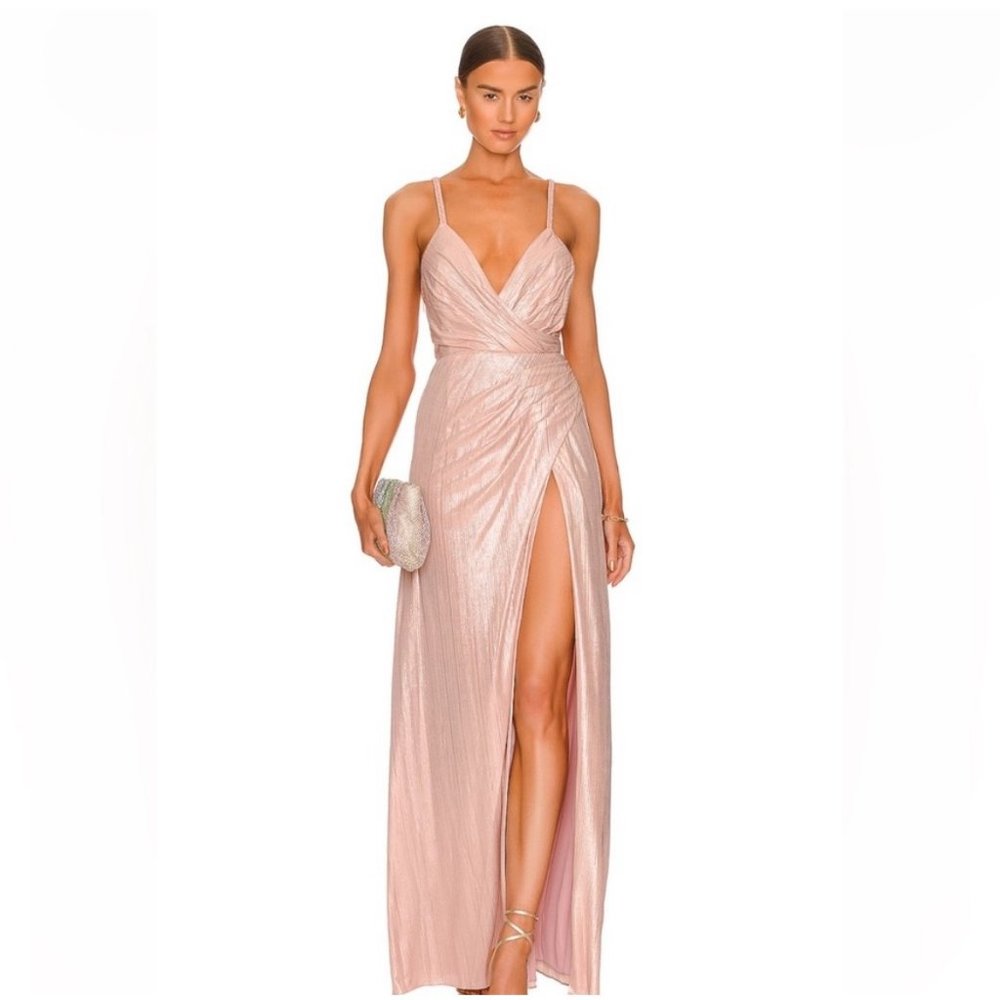 NWT Retrofete Yesi Lamé Maxi Dress in Dusty Pink